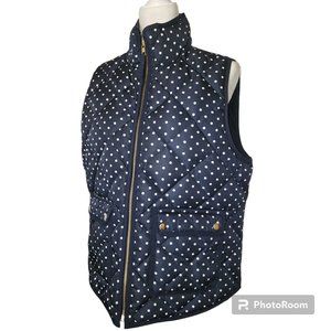 #063. EUC Navy and Blue Dot Quilted Zip Vest with Pockets- J Crew